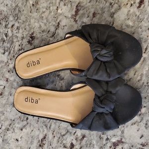 Diba black slides with bow detail